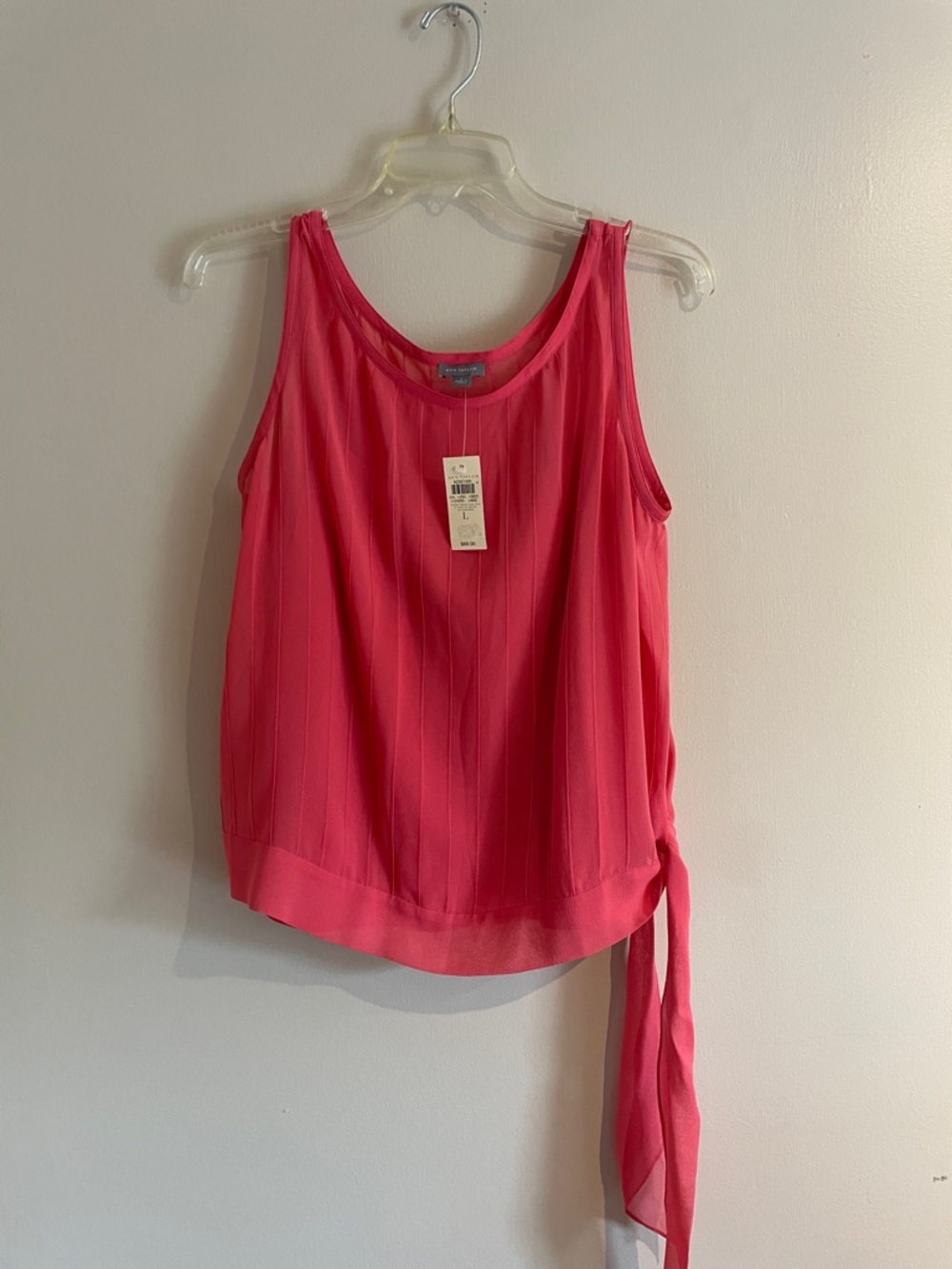 Ann Taylor Silk Coral Sleeveless Side-Tie Tank